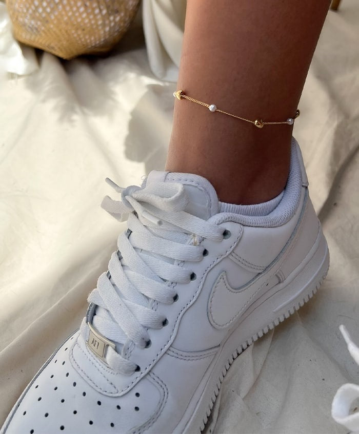 Heart and Pearl Ankle Bracelet